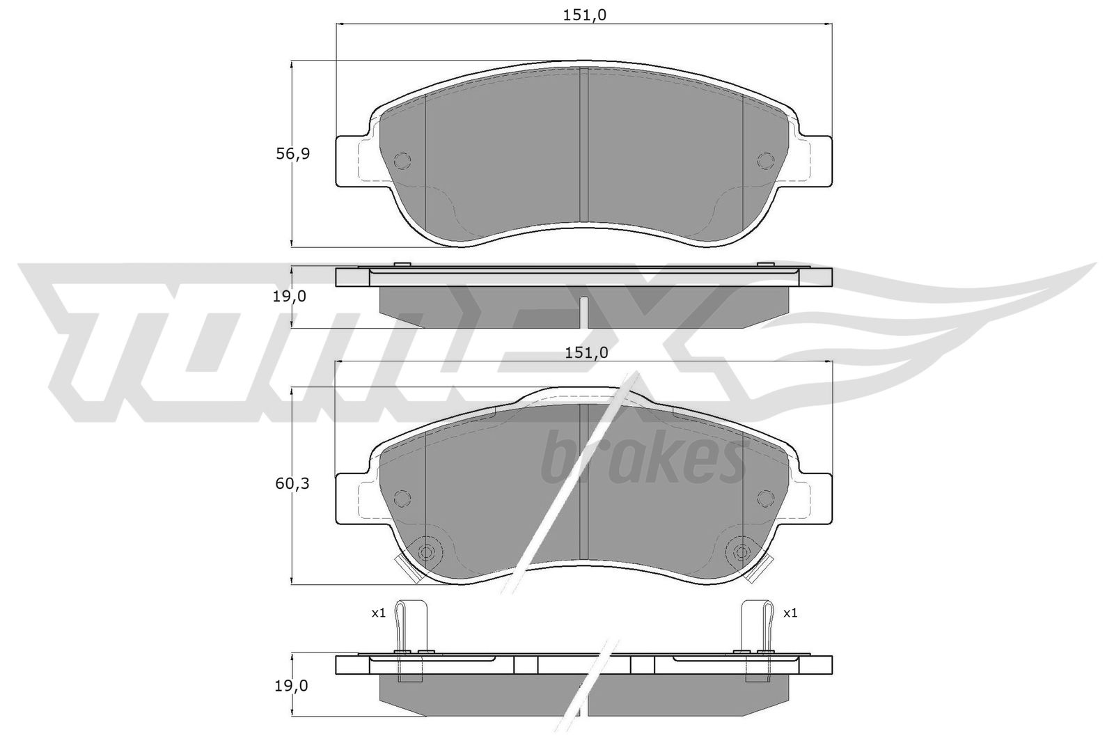 Sada brzdových platničiek kotúčovej brzdy TOMEX Brakes